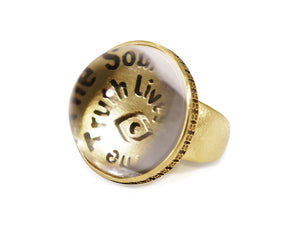 'Truth' Word Art Cocktail Ring in 18kt Green Gold