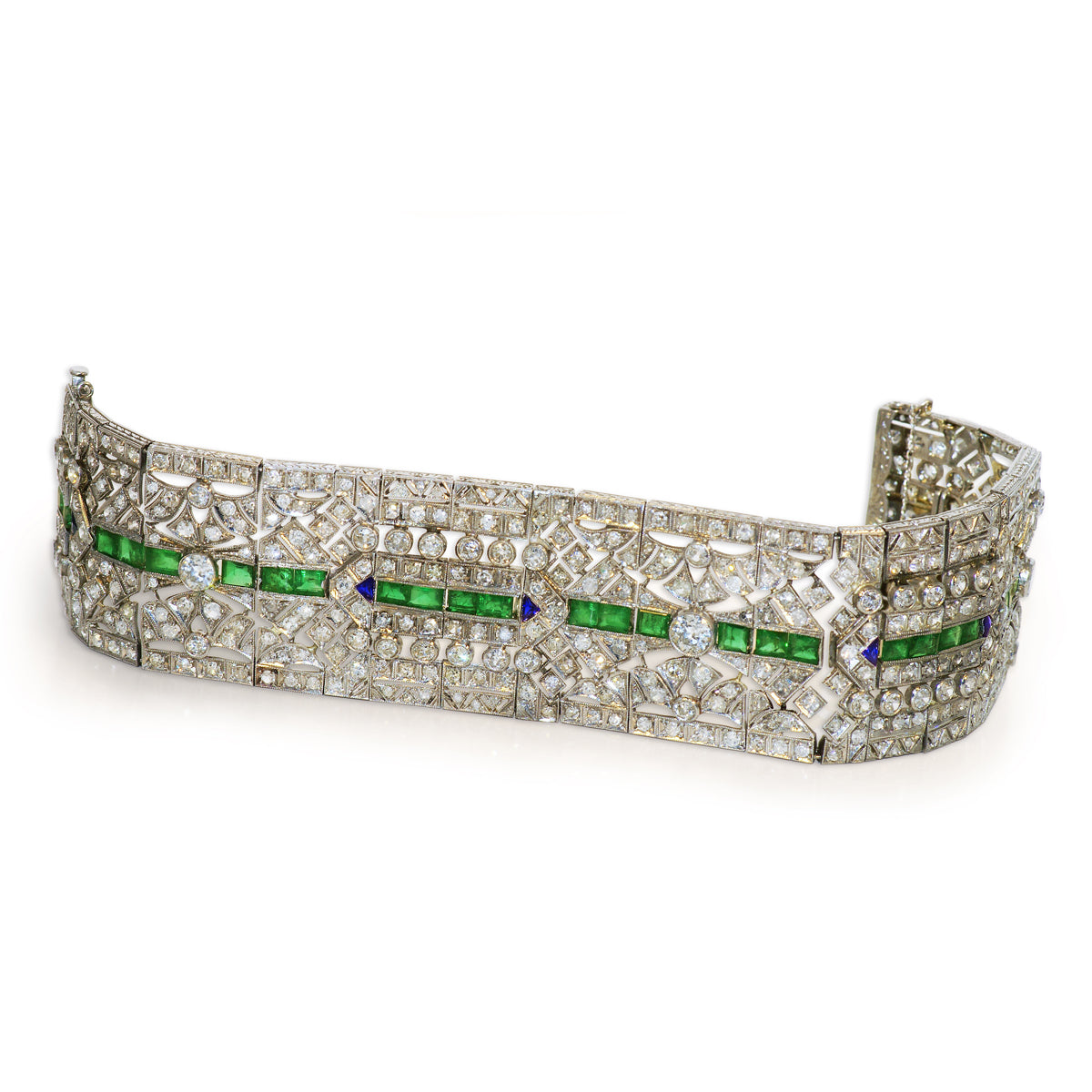 Art Deco Emerald and Diamond Wide Bracelet – Glenn Bradford Fine