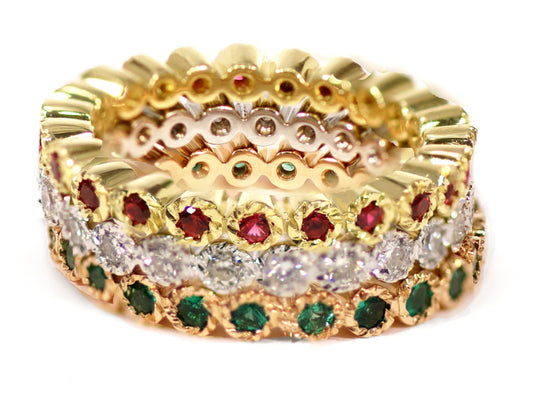 Flower Milgrain Stacking Eternity Bands