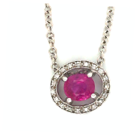 18kt Gold Necklace with Pink Sapphire and Diamond