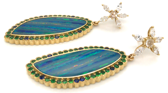 18kt Gold Australian Opal Drop Earrings