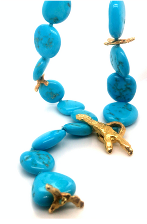 22kt Gold Turquoise Pebble Twig Necklace