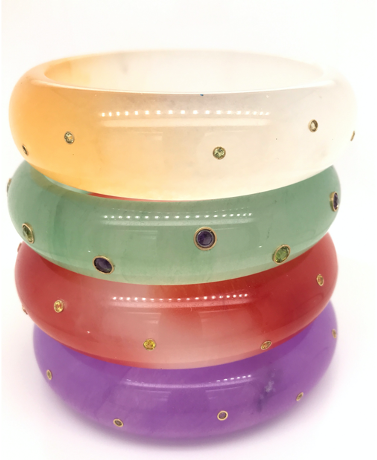 Jade Bangles with Gemstones