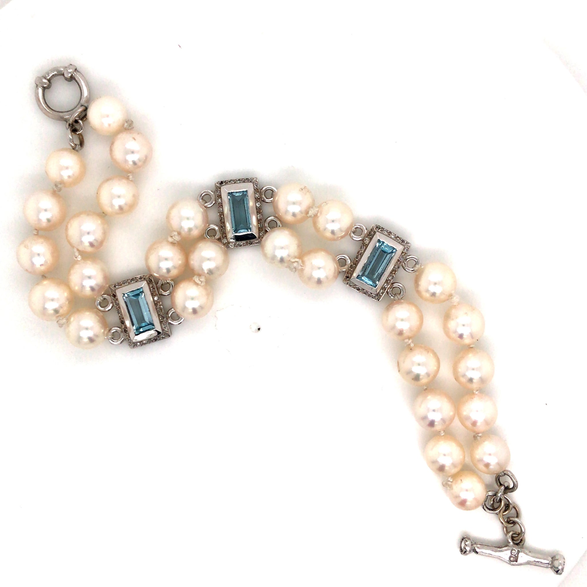 Pearl + Aquamarine Bracelet
