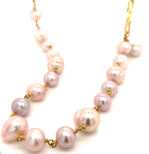 18kt Gold Handmade Wrap Pearl Necklace