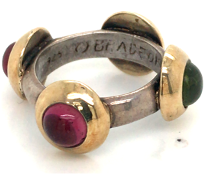 Sterling Silver and 18kt Gold Cabochon Ring