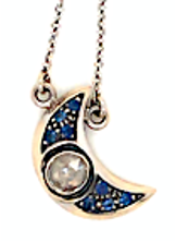 Crescent Moon Necklace in 18kt Gold with Blue Sapphire