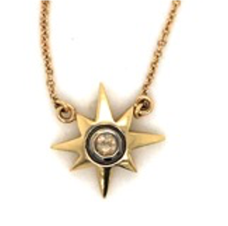 18kt Gold Medium Sunburst Necklace with Diamond