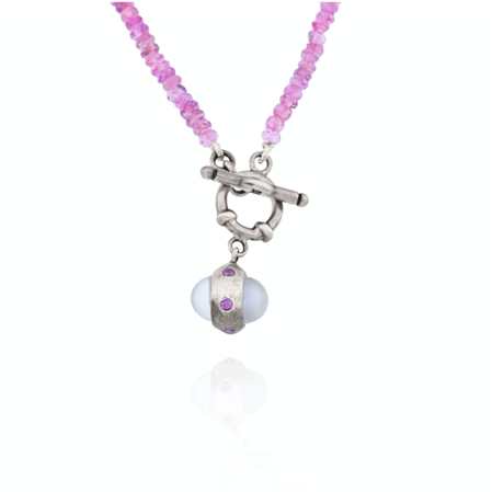 Sterling Silver Pink Tourmaline Single Strand Necklace