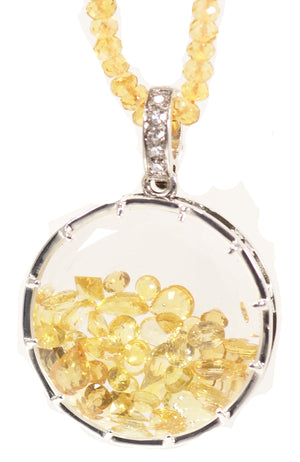 Small Light Yellow Sapphire Diamond Dust Sterling Silver Charm